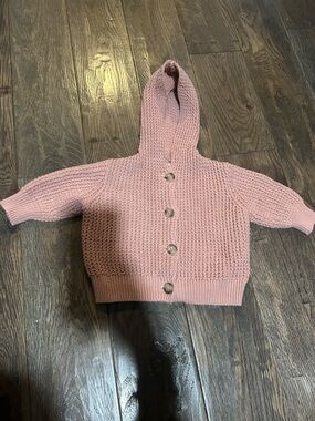 Old Navy Chunky Knit Hooded Cardigan - Dusty Rose Size 3-6 months